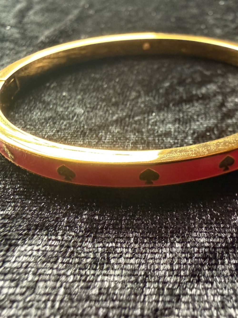 kate spade Gold-Tone Bangle with Pink Enamel and Black Spade Accents